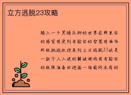 立方逃脱23攻略